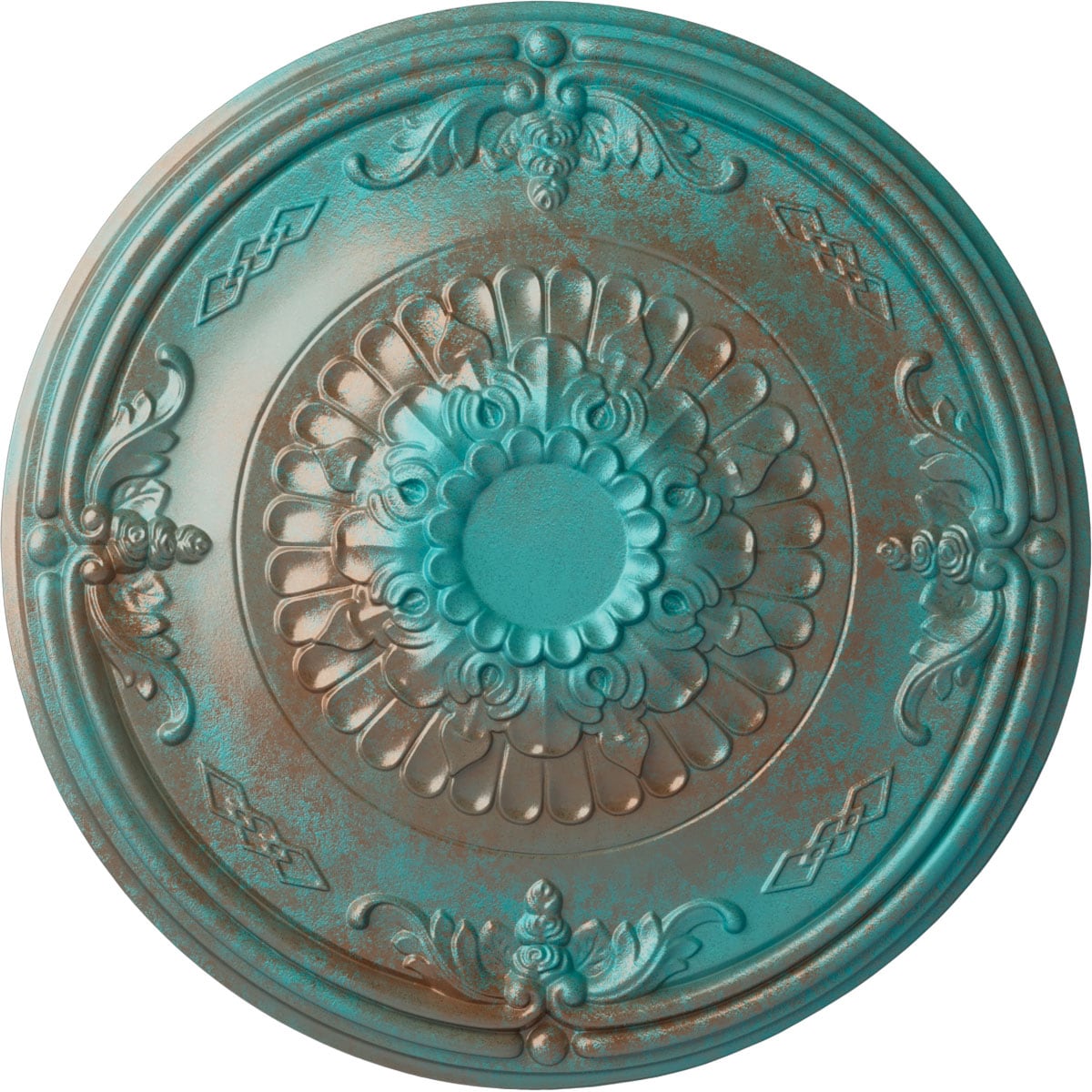Ekena Millwork CM27ATCGS Athens 26.25-in W x 26.25-in L Painted Copper Green Patina Polyurethane Whole Ceiling Medallion