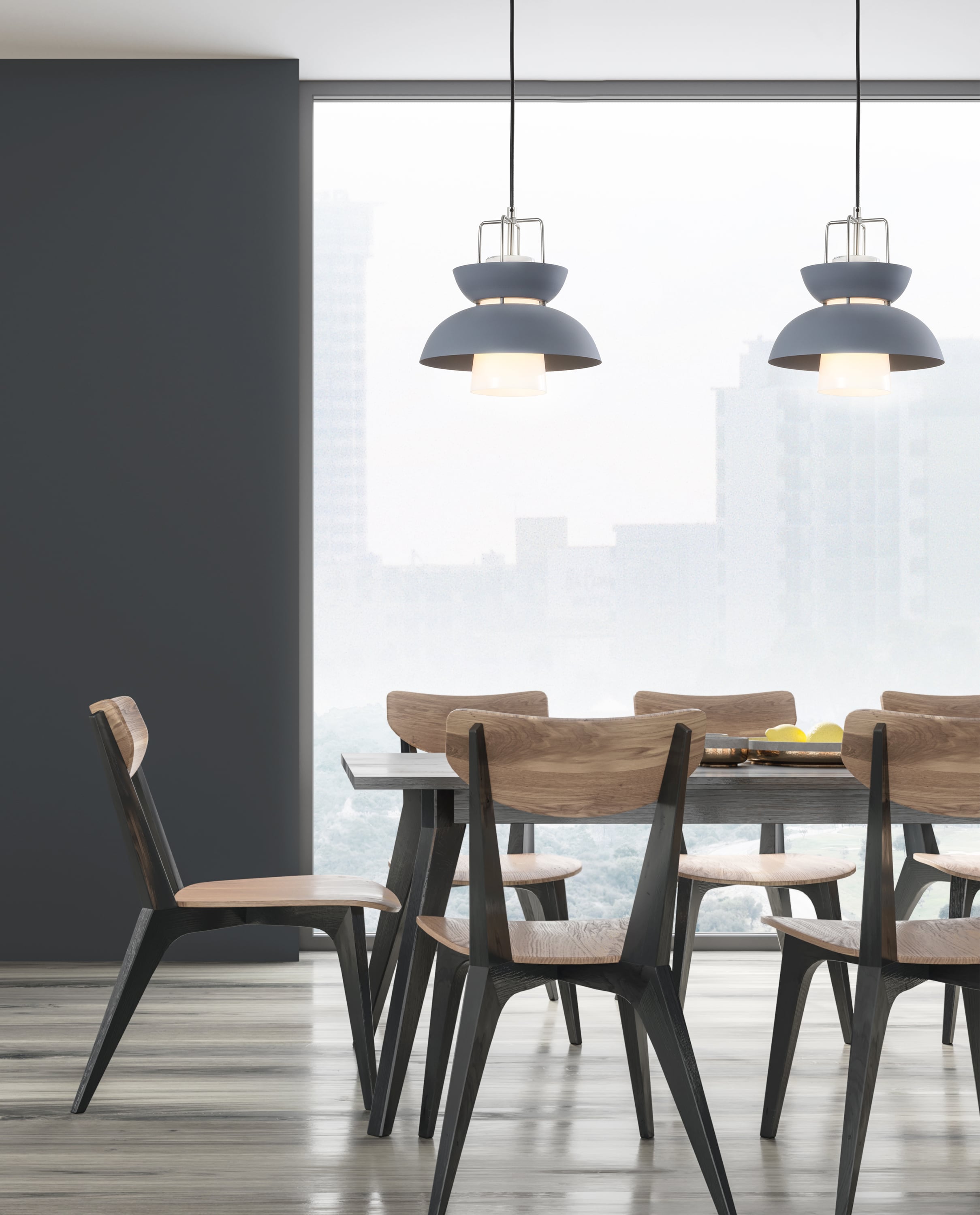 Paul 11" Adjustable Farmhouse Metal LED Pendant in Gray