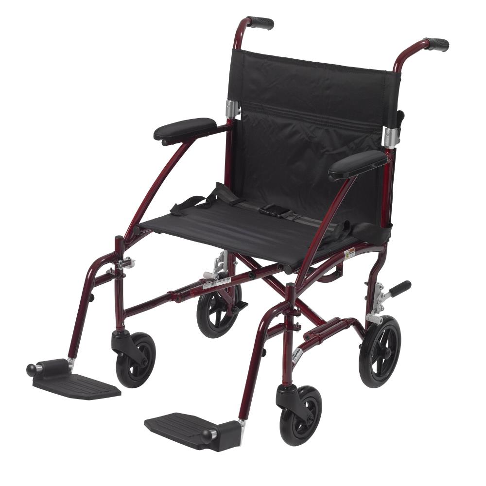 Fly Lite Ultra Lightweight Transport Wheelchair, Burgundy | - Drive Medical DFL19-RD