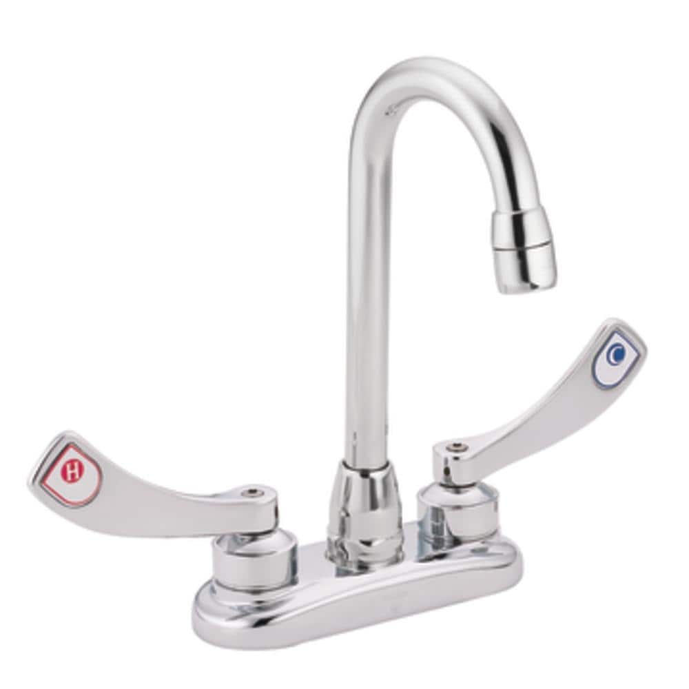 Moen 8278 M-DURA Chrome 4-in centerset 2-handle High-arc Commercial Handle Bathroom Sink Faucet