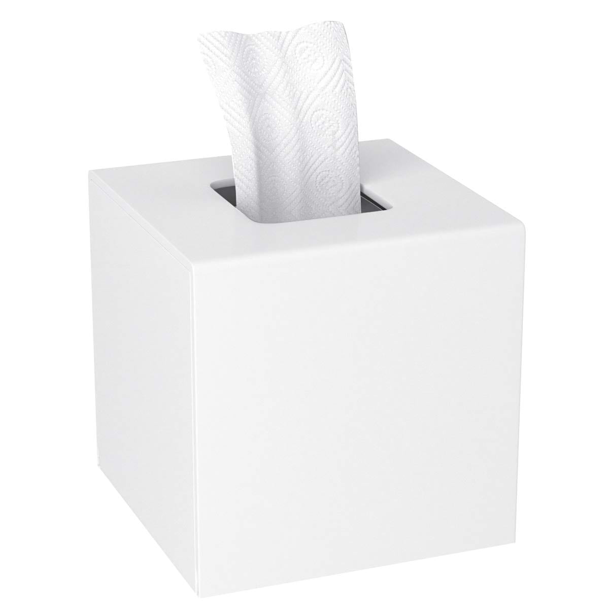 Aoibox  Square Acrylic Tissue Box Cover and Napkin Dispenser 5 5 in Cube Inner 5 4 in White Modern Decor