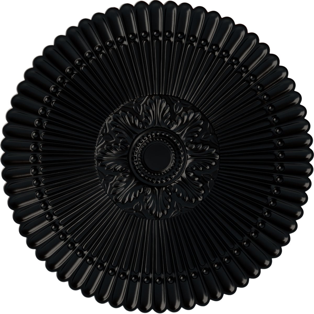 Ekena Millwork CM30NEBLF Nexus 30-in W x 30-in L Painted Jet Black Polyurethane Whole Ceiling Medallion