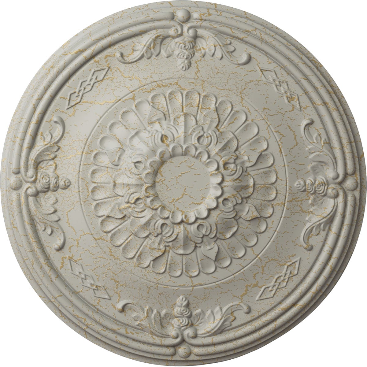 Ekena Millwork CM27ATPCC Athens 26.25-in W x 26.25-in L Painted Pot Of Cream Crackle Polyurethane Whole Ceiling Medallion