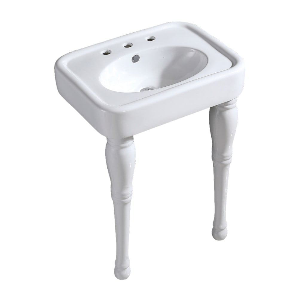 Kingston Brass  VPB2268P Derrah 25916 Inch Rectangular Ceramic Console Bathroom Sink with Overflow and 3 Faucet Holes at 8 Inch Centers