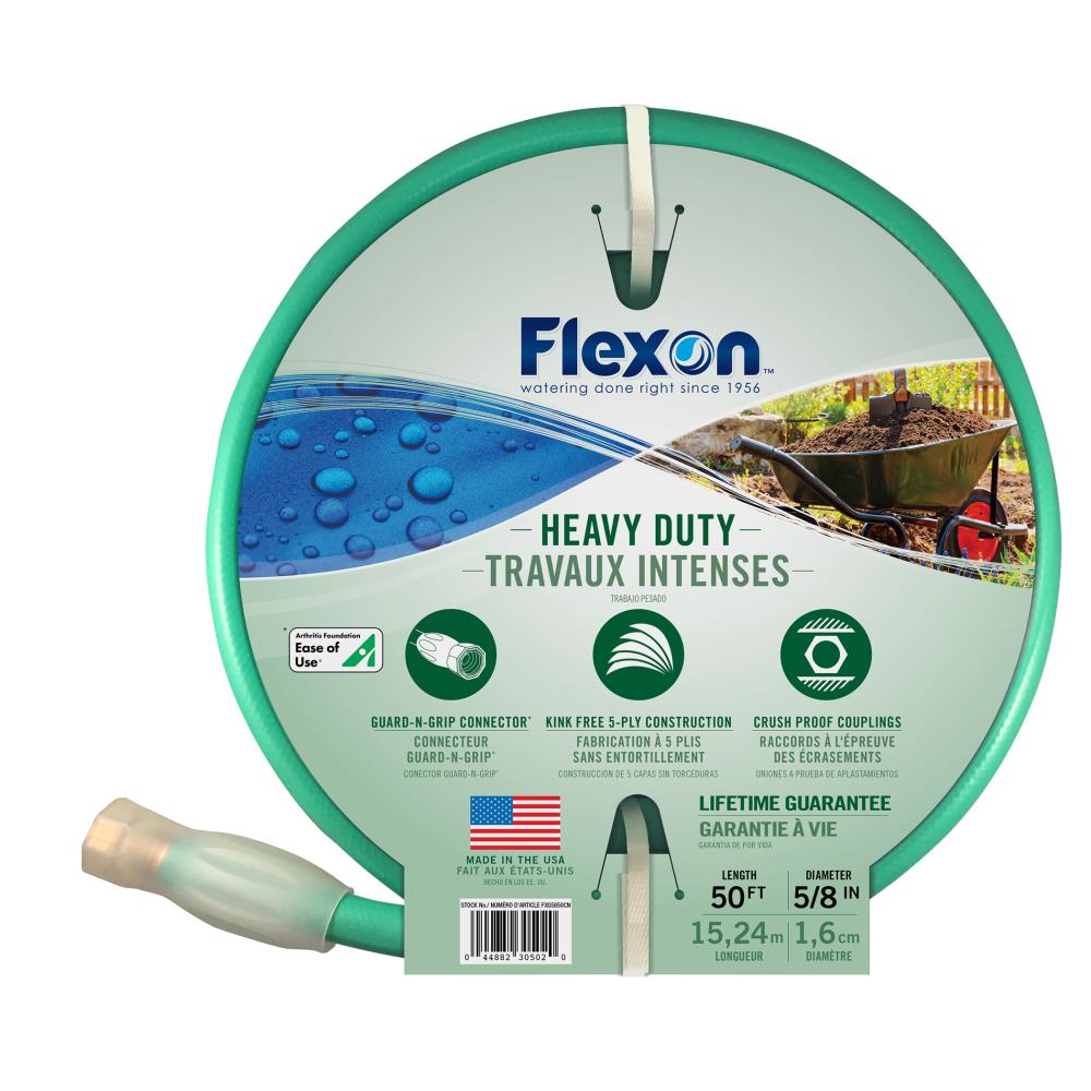 FLEXON Garden Water Hose 5/8-in X 50-ft Light Duty Green Weather Resistant 