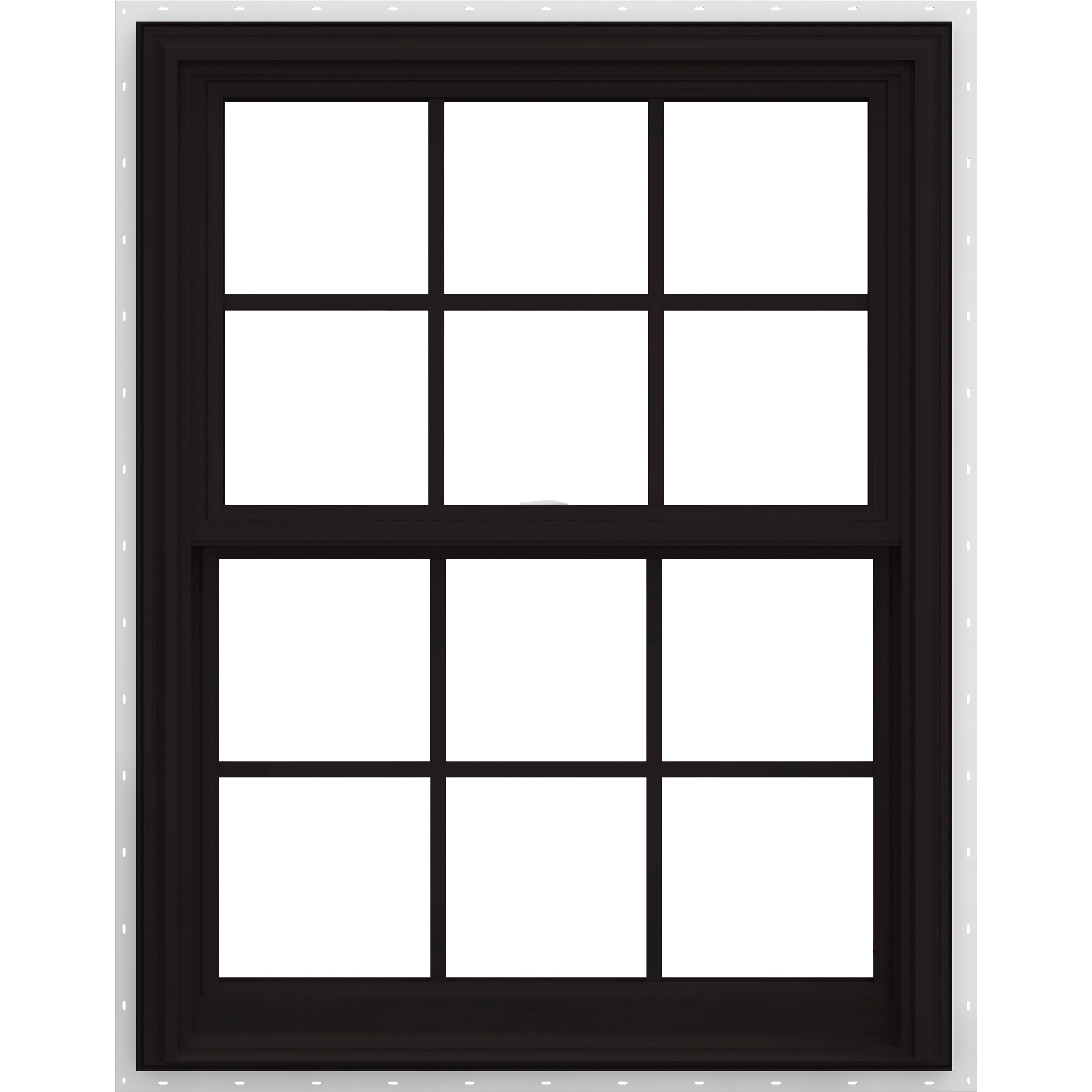 JELD-WEN LOWOLJW240200004 V-2500 29-1/2-in x 40-1/2-in Black White Vinyl New construction Double Hung Window Low-E argon Double Pane Glass with Grids (Full Screen Included)