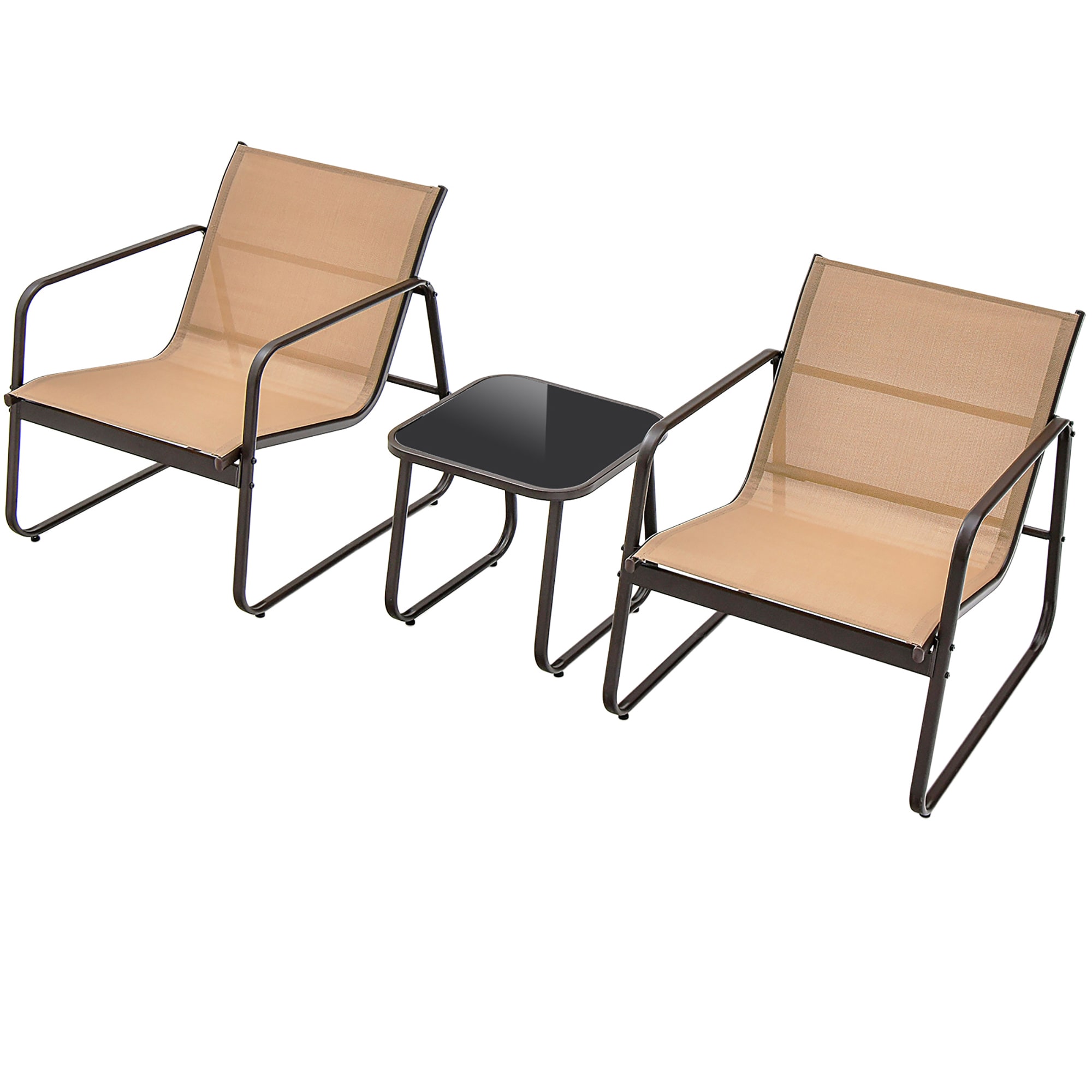 Costway 3 -Piece Patio Conversation Set with Brown