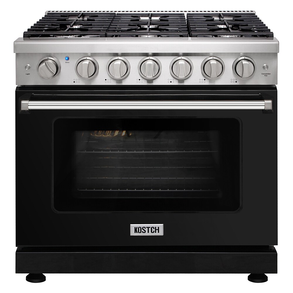 KOSTCH KOS-36RG03M-B 36-in 6 burners 6-cu ft Convection Oven Freestanding Natural Gas Range ( Black )