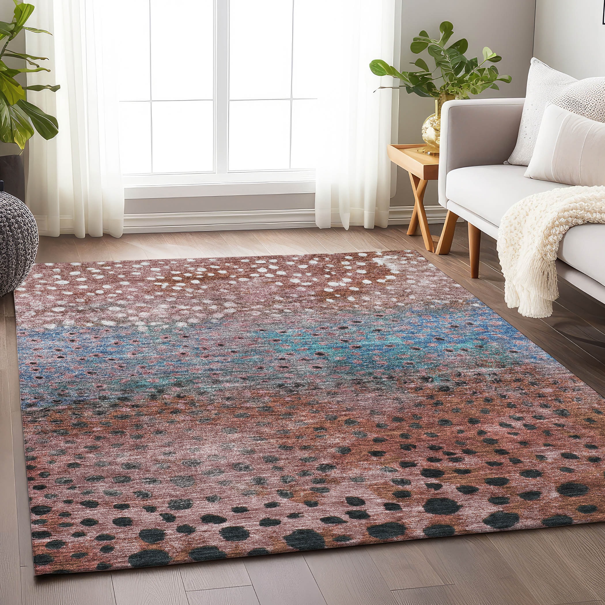 Addison Rugs ACN1074PK8X10 Chantille ACN1074PK 8 x 10 (ft) Polyester Paprika Rectangular Indoor/Outdoor Geometric Machine washable Area rug