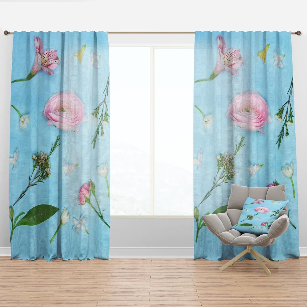 Designart CTN19146-52-120 120-Inches Pink Floral Room darkening Thermal lined Rod pocket Single curtain panel
