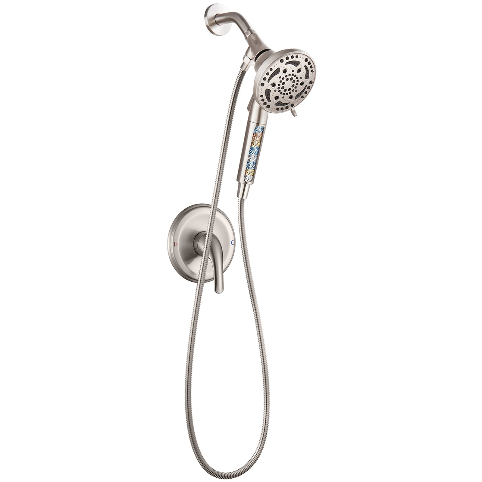 Cobbe LSSFK0107N Nickel 1-handle Handheld 4.9-in Round Shower Faucet with Valve