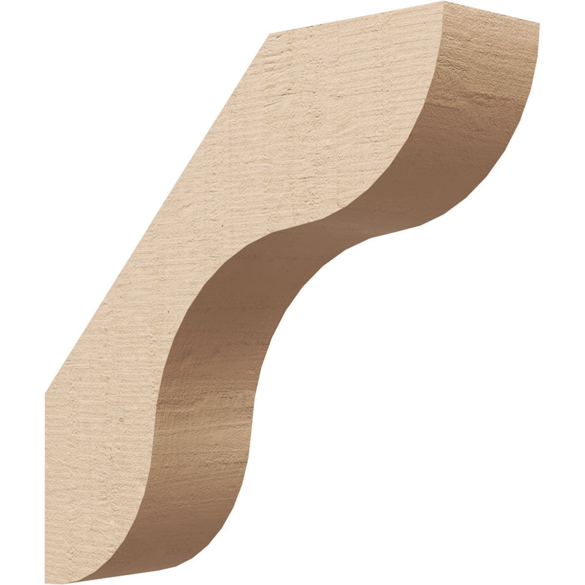 Ekena Millwork BRCUR03X12X12CARRCPR 3-in x 12-in x 12-in Primed Urethane Carmel Rough Cedar Woodgrain TimberThane KneeBrace