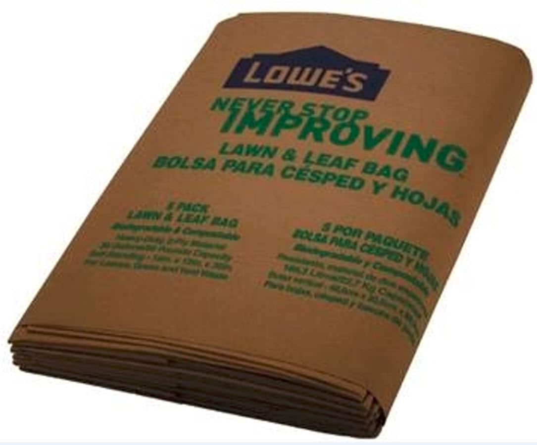 Lowe's 30-Gallons Brown Outdoor Paper Leaf Flap Tie Trash Bag (5