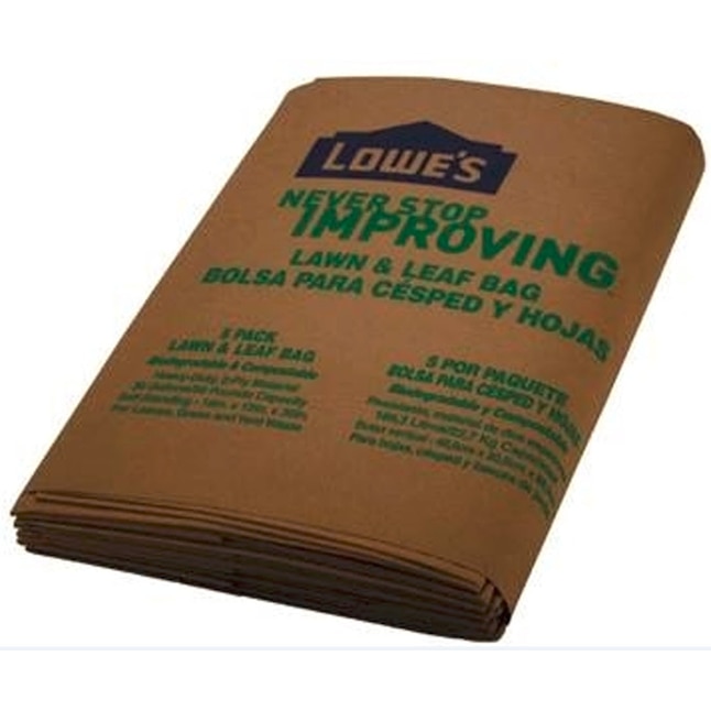 Lowe's 30-Gallons Brown Outdoor Paper Lawn and Leaf Trash Bag (5