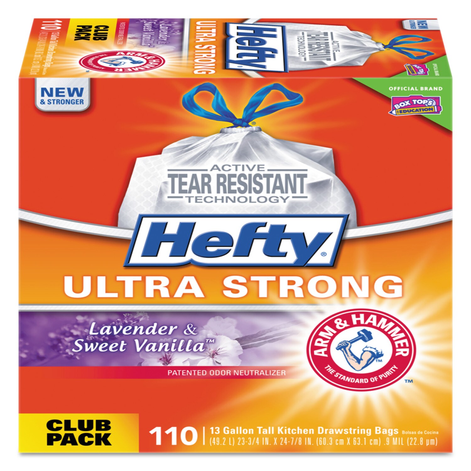 Hefty Ultra Strong Trash Bags Lavender & Sweet Vanilla Scent 13 Gallon 110  Count