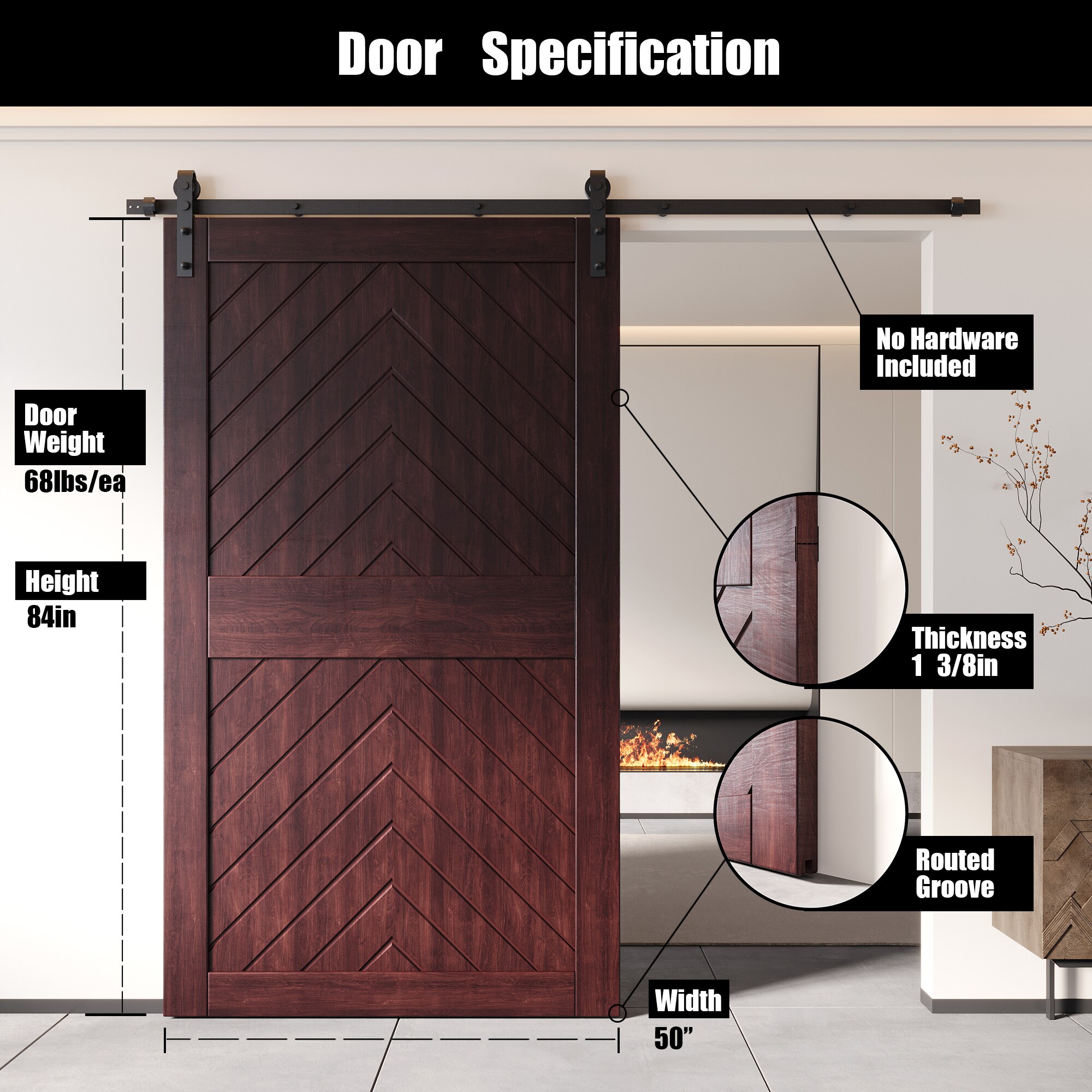 HOMACER JT1-5084-RD Barn-Doors - View #2