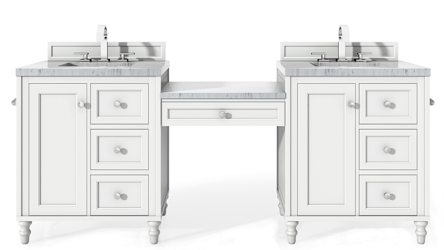 James Martin Vanities 301-V86-BW-DU-3AF Copper Cove Encore 86-in Bright White Undermount Double Sink Bathroom Vanity with Arctic Fall Solid Surface Top