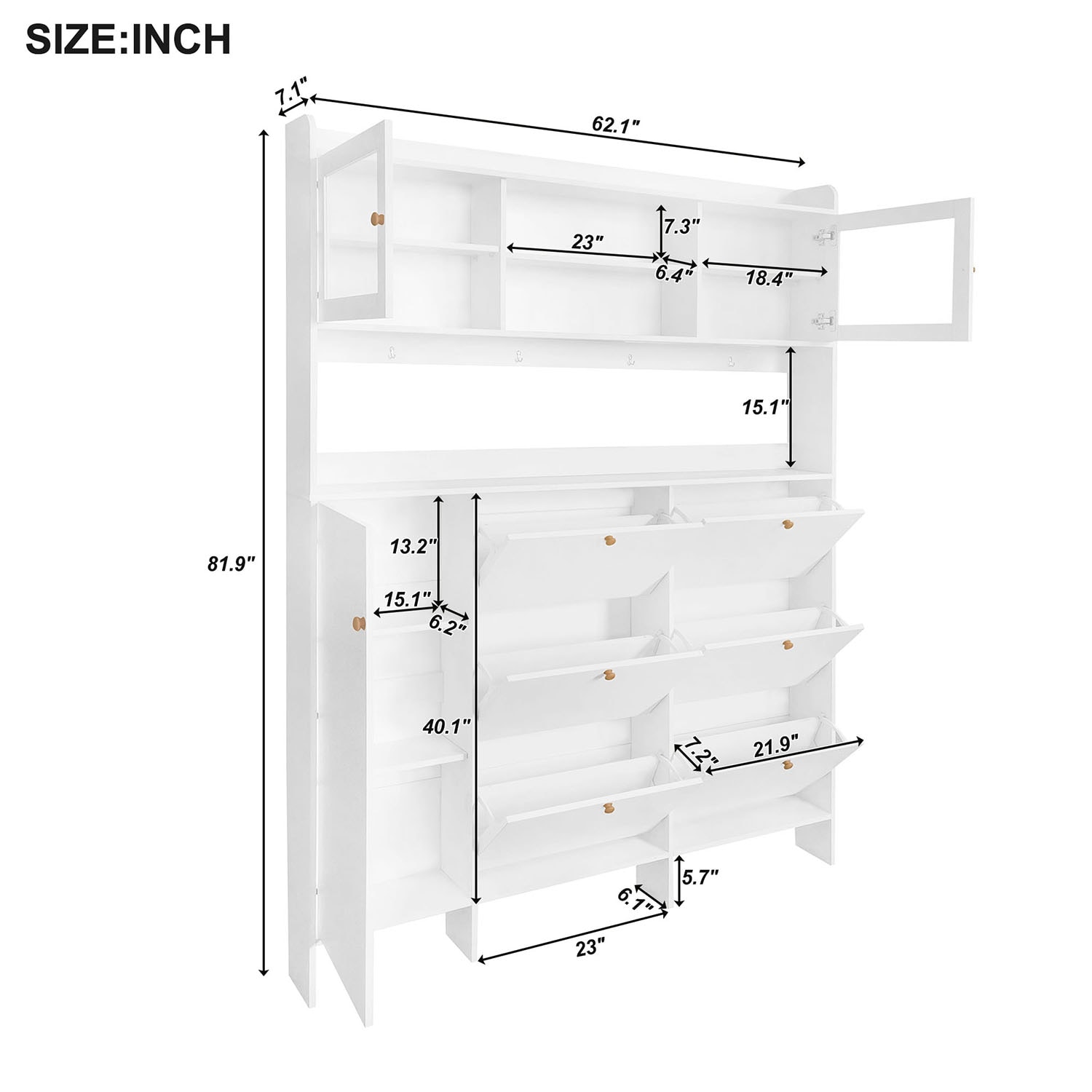 SINOFURN Craftsman 62.1-in White Wood Hall Tree in the Hall Trees ...