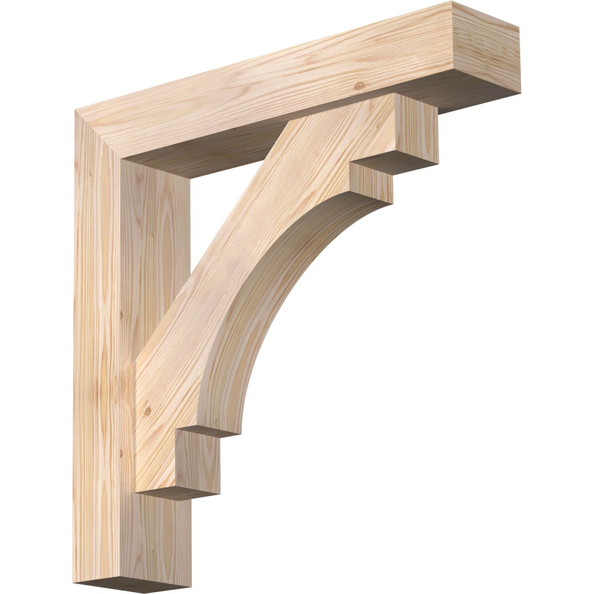 Ekena Millwork 1463349 Merced Block Smooth Bracket with Offset Brace 5-1/2-in x 26-in x 26-in Douglas fir Brown Wood Standard bracket