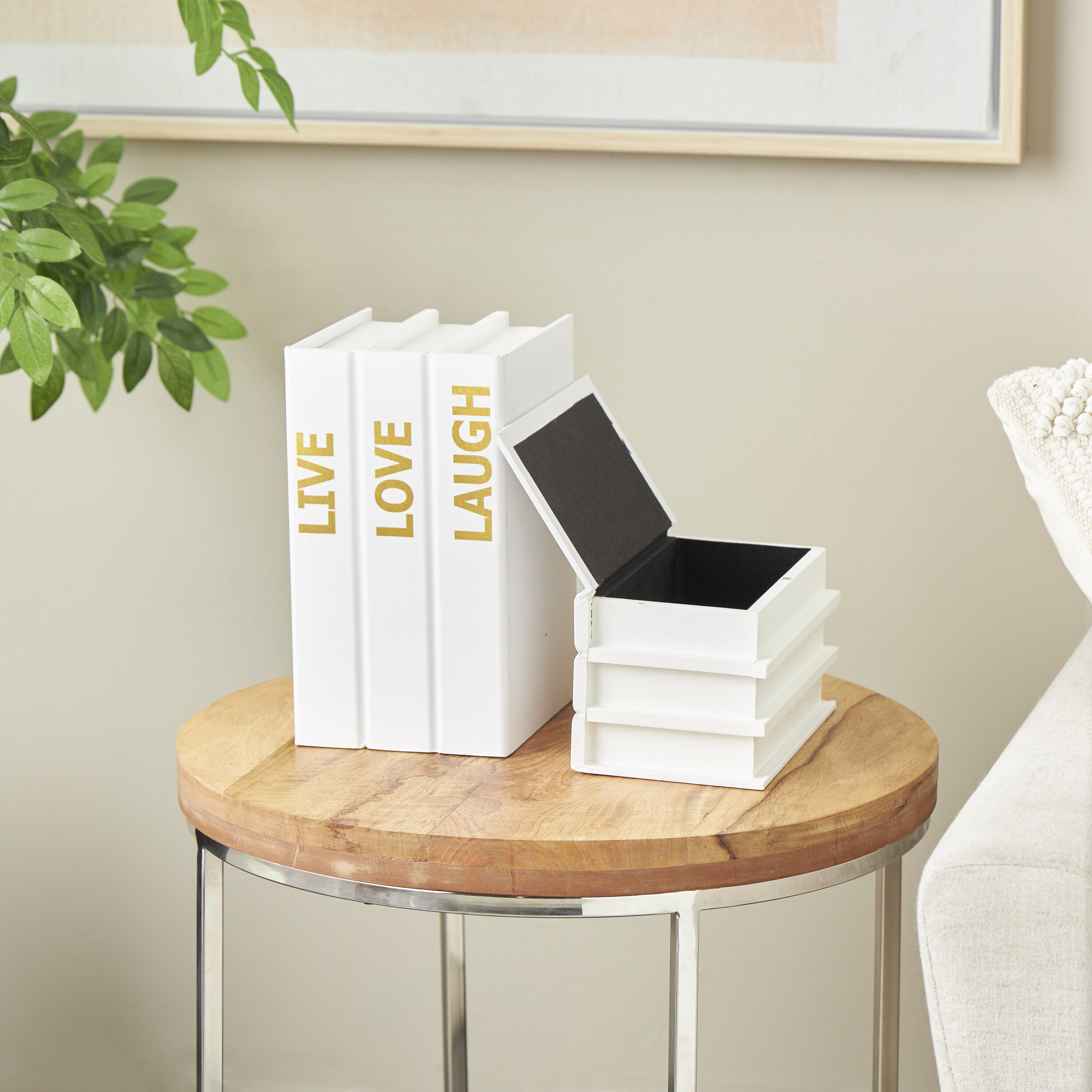 Grayson Lane 822622 2 -Pack White Wood Modern Decorative box