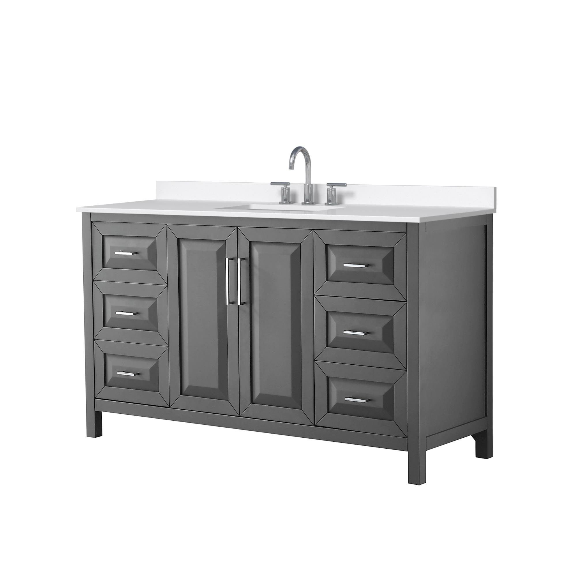 Wyndham Collection Daria 60-in Dark Gray with Polished Chrome Trim Undermount Single Sink Bathroom Vanity with White Quartz Quartz Top