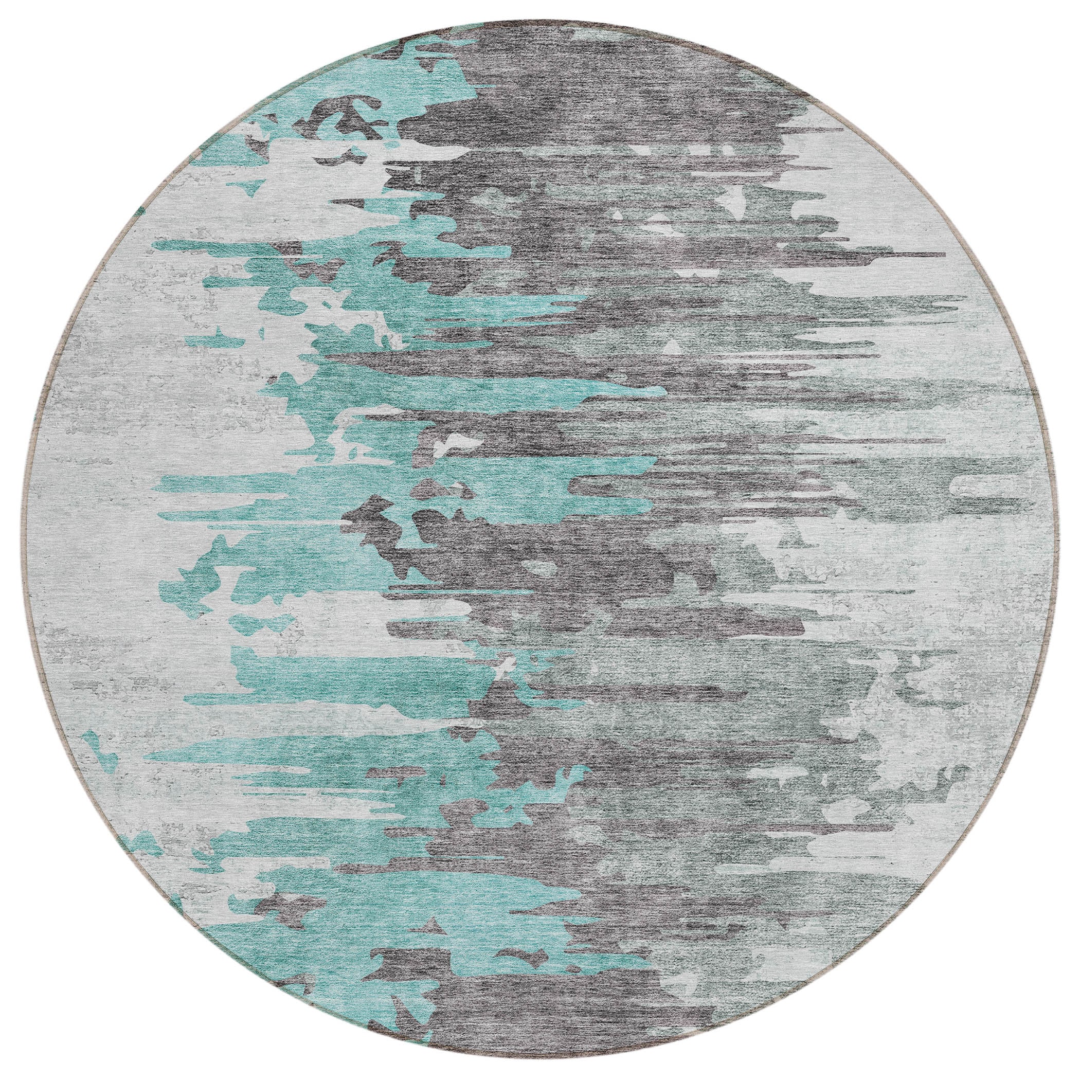 Addison Rugs ACN704TE8RO Chantille ACN704TE 8 x 8 (ft) Polyester Teal Round Indoor/Outdoor Geometric Machine washable Area rug