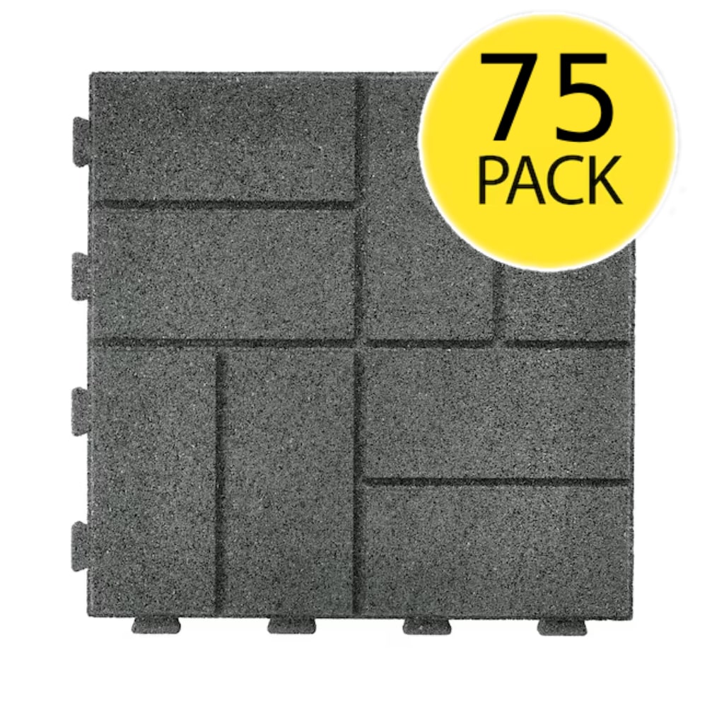 GroundSmart DCPV16ILDG75 16-Inches L x 16-Inches W x 0.625-Inches H Square Gray SmartLoc Rubber Paver Multi-pack