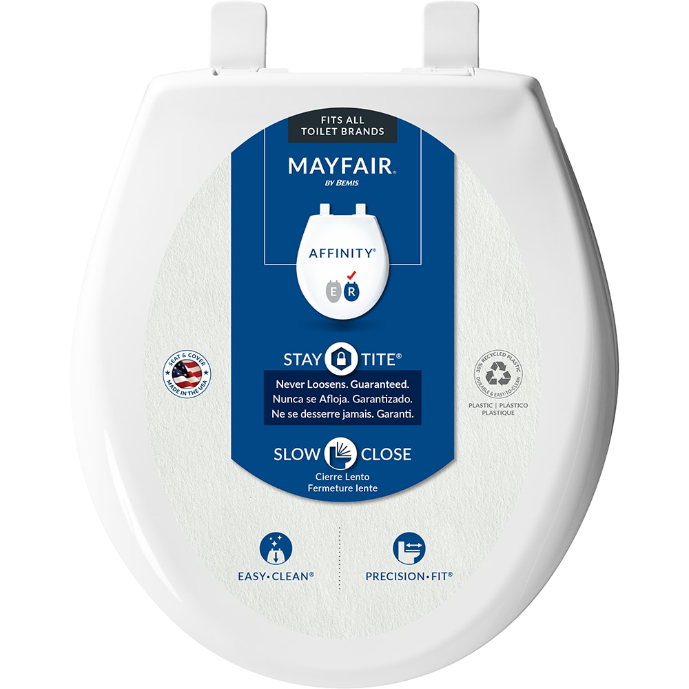 Mayfair by Bemis 7204SLEC 000 Affinity Plastic White Round Soft Close Toilet Seat