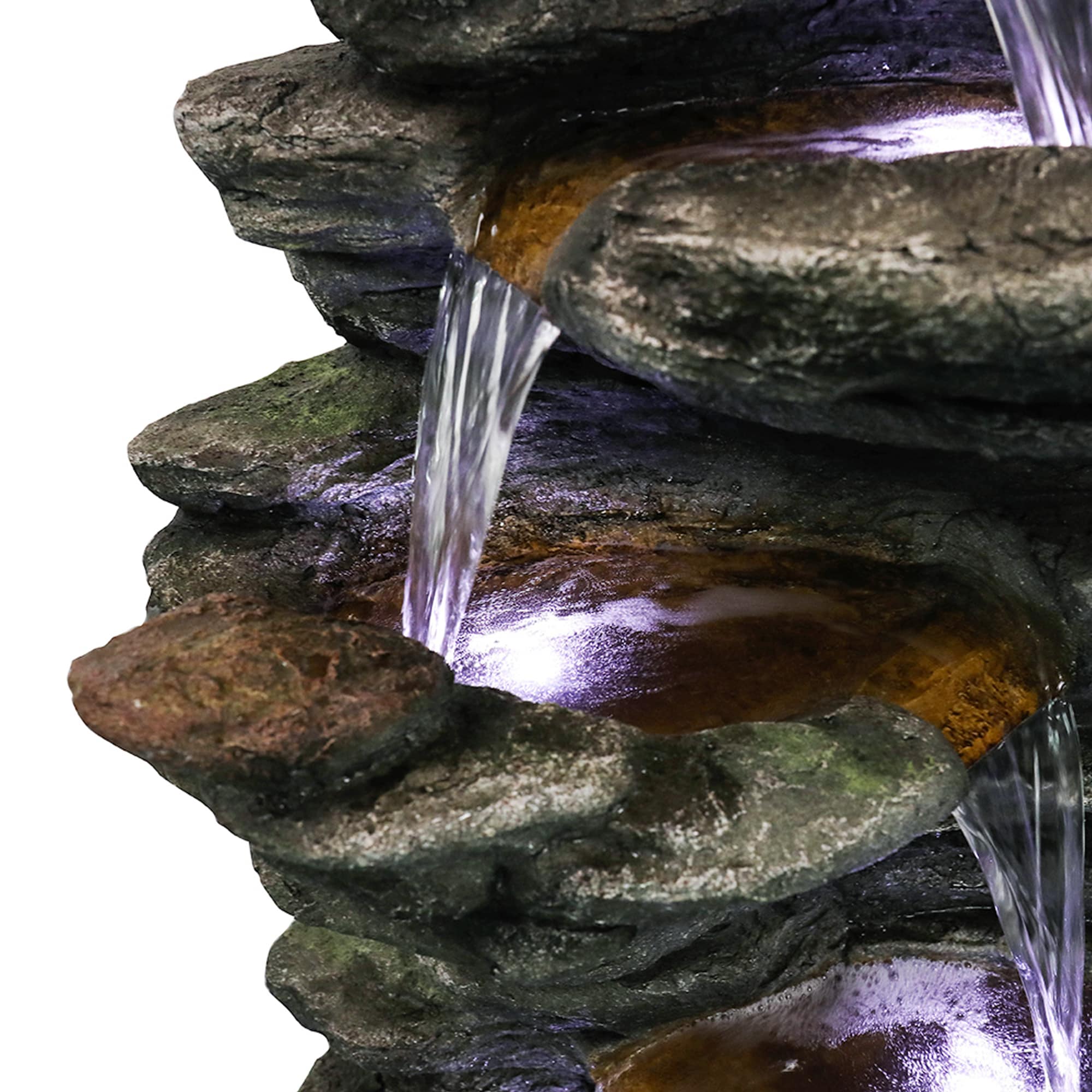 Watnature 40-in H Resin Water Rock Waterfall Outdoor Fountain Pump ...