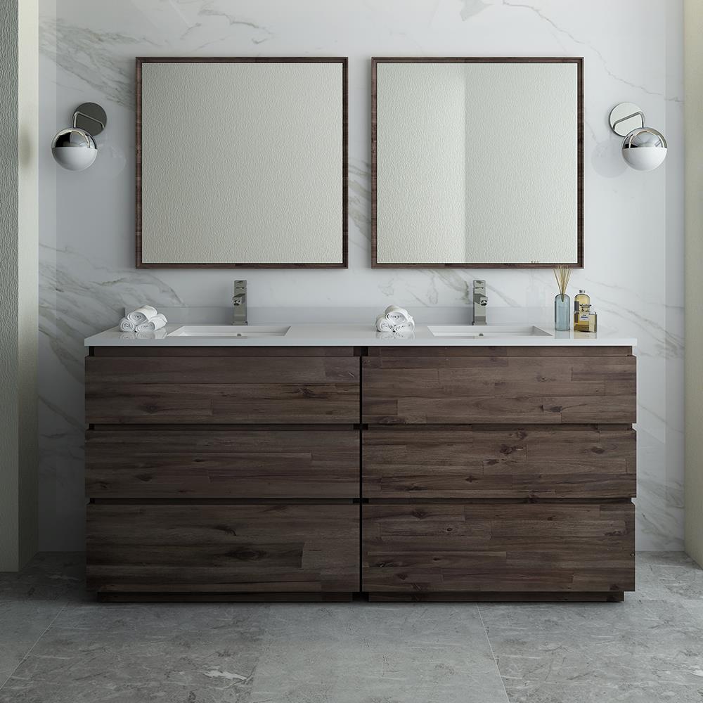 Fresca Stella 72-in Acacia Wood Undermount Double Sink Bathroom Vanity ...