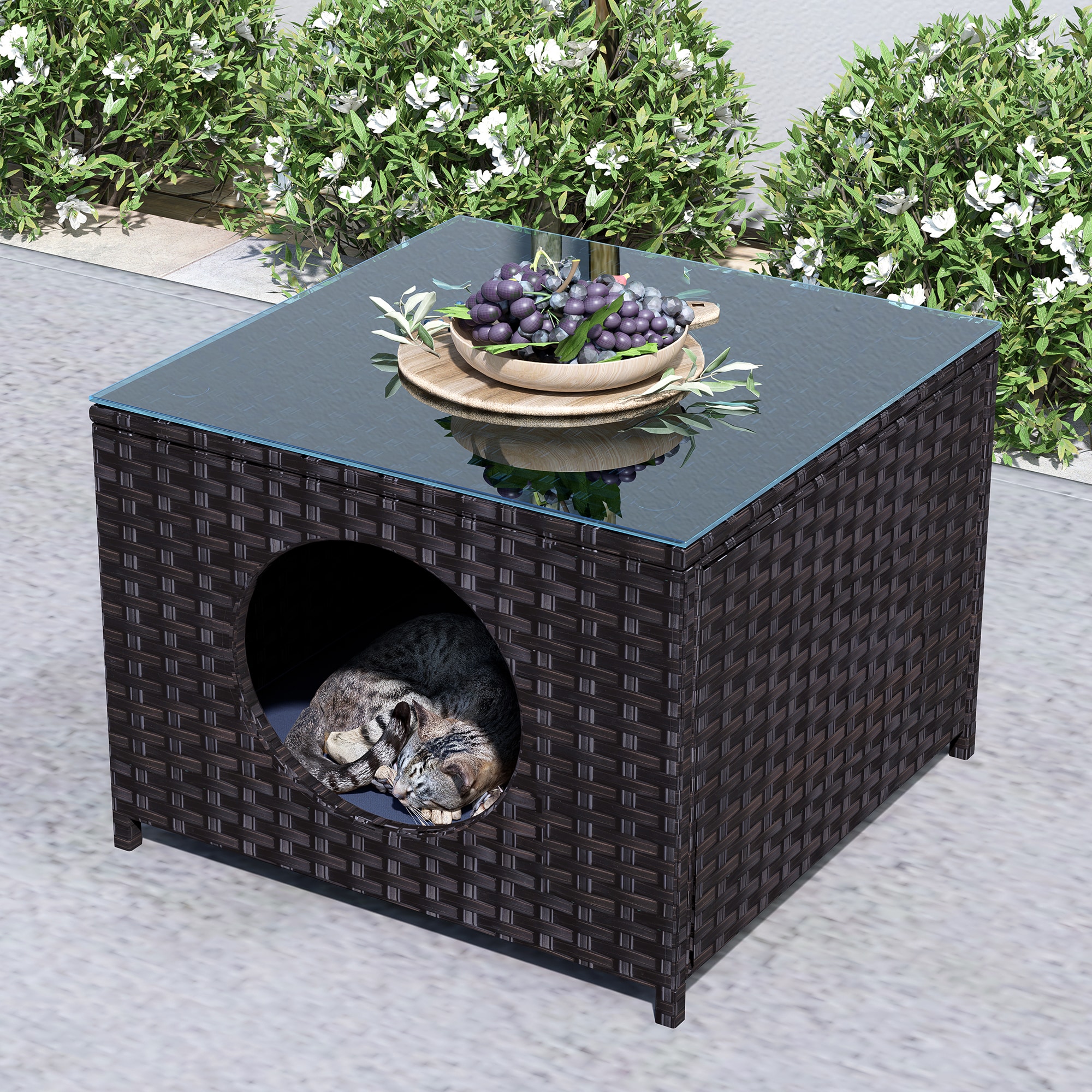 Ovios YN-T Square Rattan Outdoor Coffee Table 23.62-in W x 23.62-in L