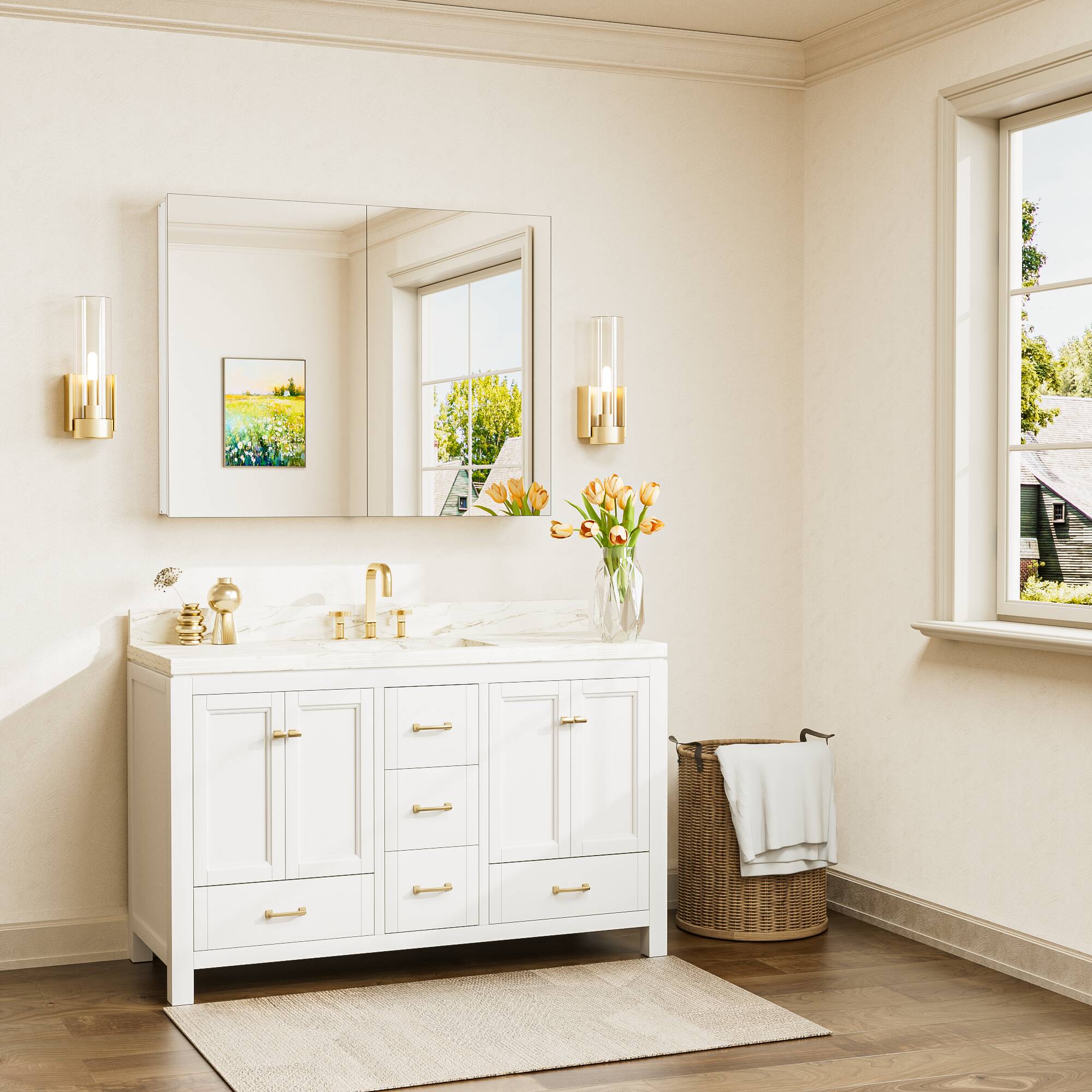 Keonjinn LW-JG-FXFJP-10181-WH Bathroom-Medicine-Cabinets - View #2