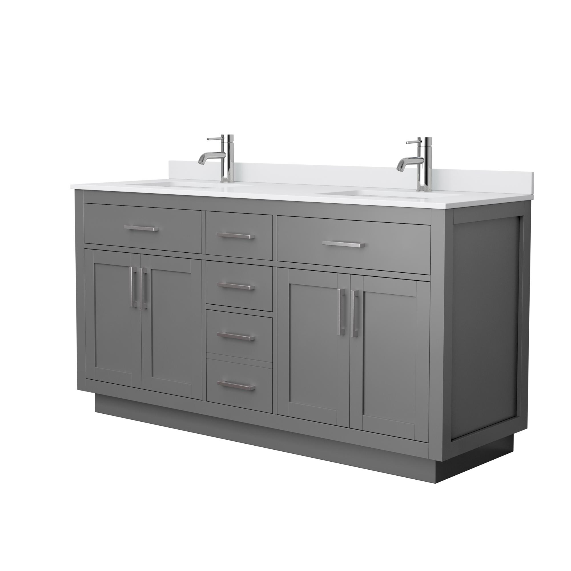 Wyndham Collection WCG262666DKGWCUNSMXX Beckett TK 66-in Dark Gray Undermount Double Sink Bathroom Vanity with White Cultured Marble Top
