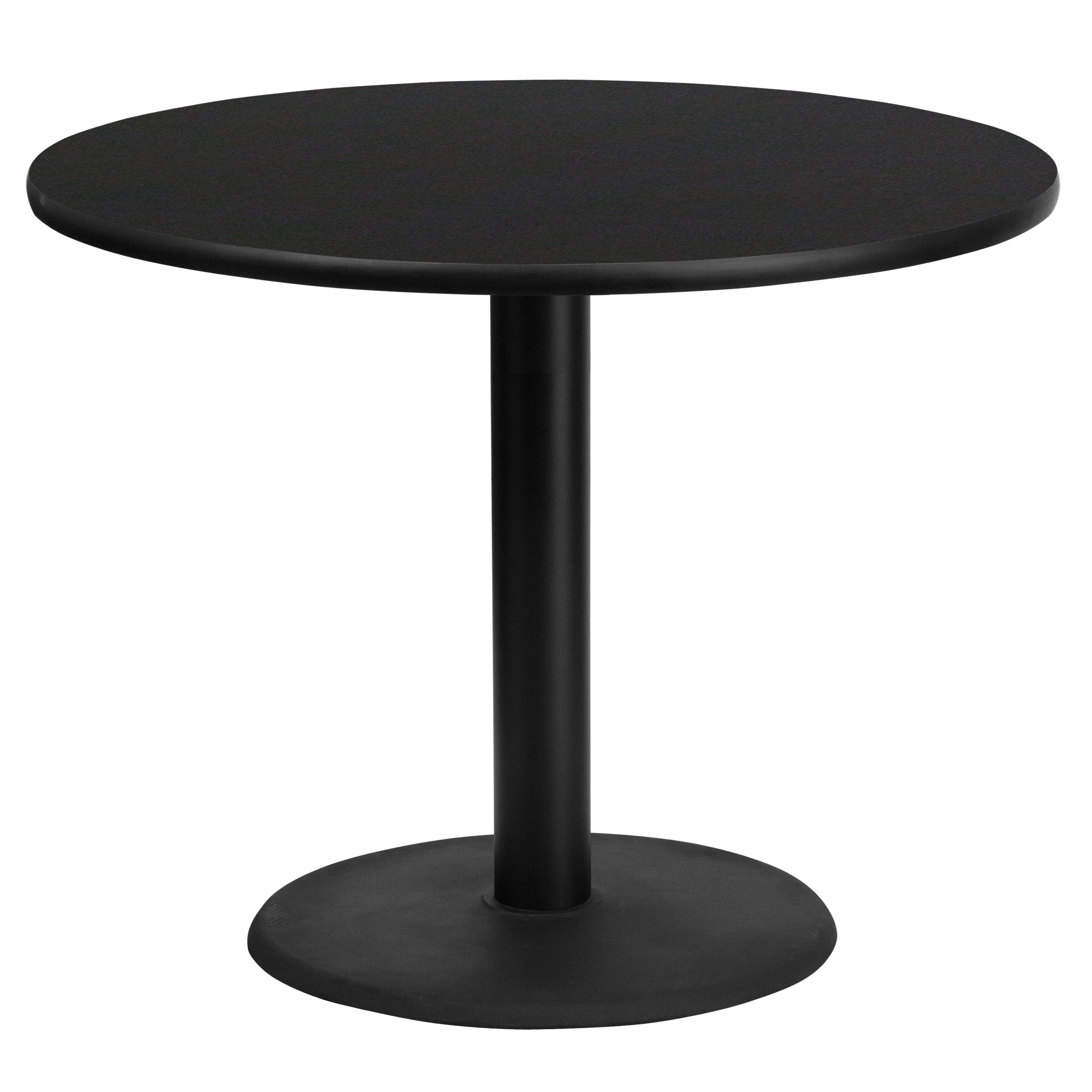Flash Furniture 889142007258 Black Round Contemporary/Modern Dining Table, Wood veneer with Black Metal Pedestal Base 36-in L x 31.13-in H