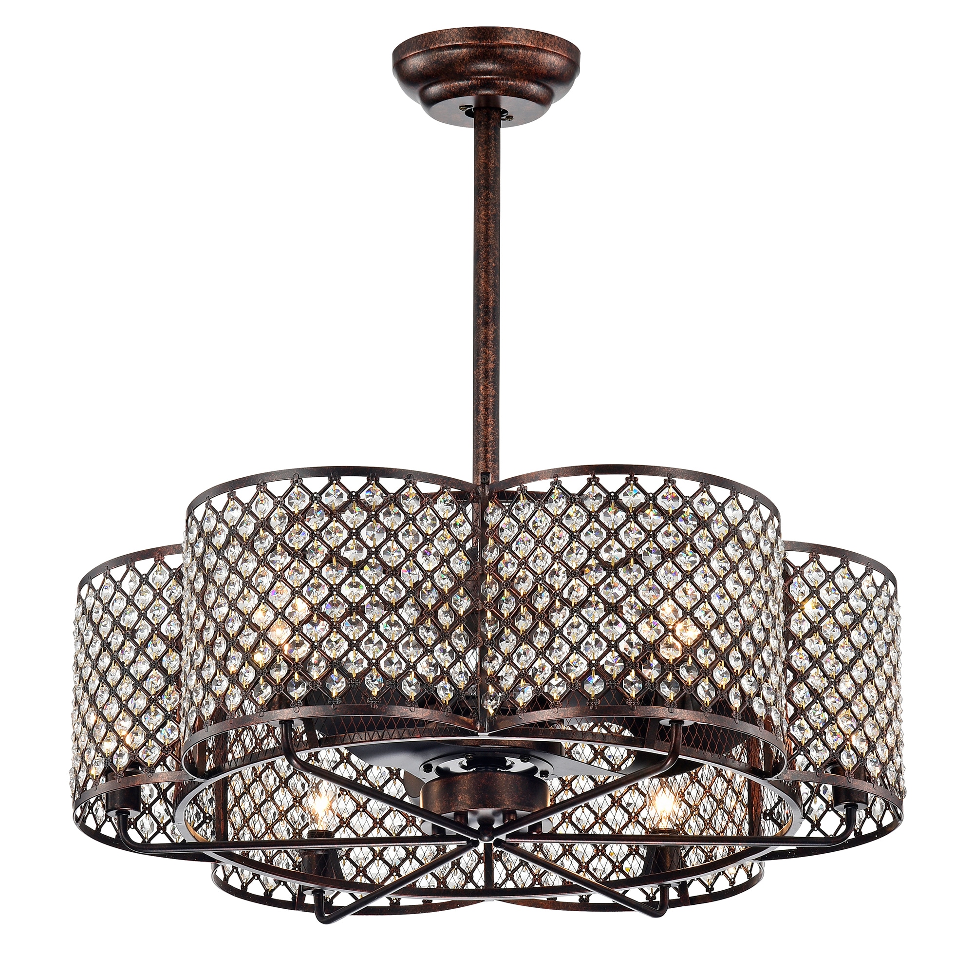 Home Accessories Inc CFL-8421RB 52-in Rustic bronze with Plywood Blades Chandelier Ceiling Fan With Light - Remote Included ( 5 -Blade )