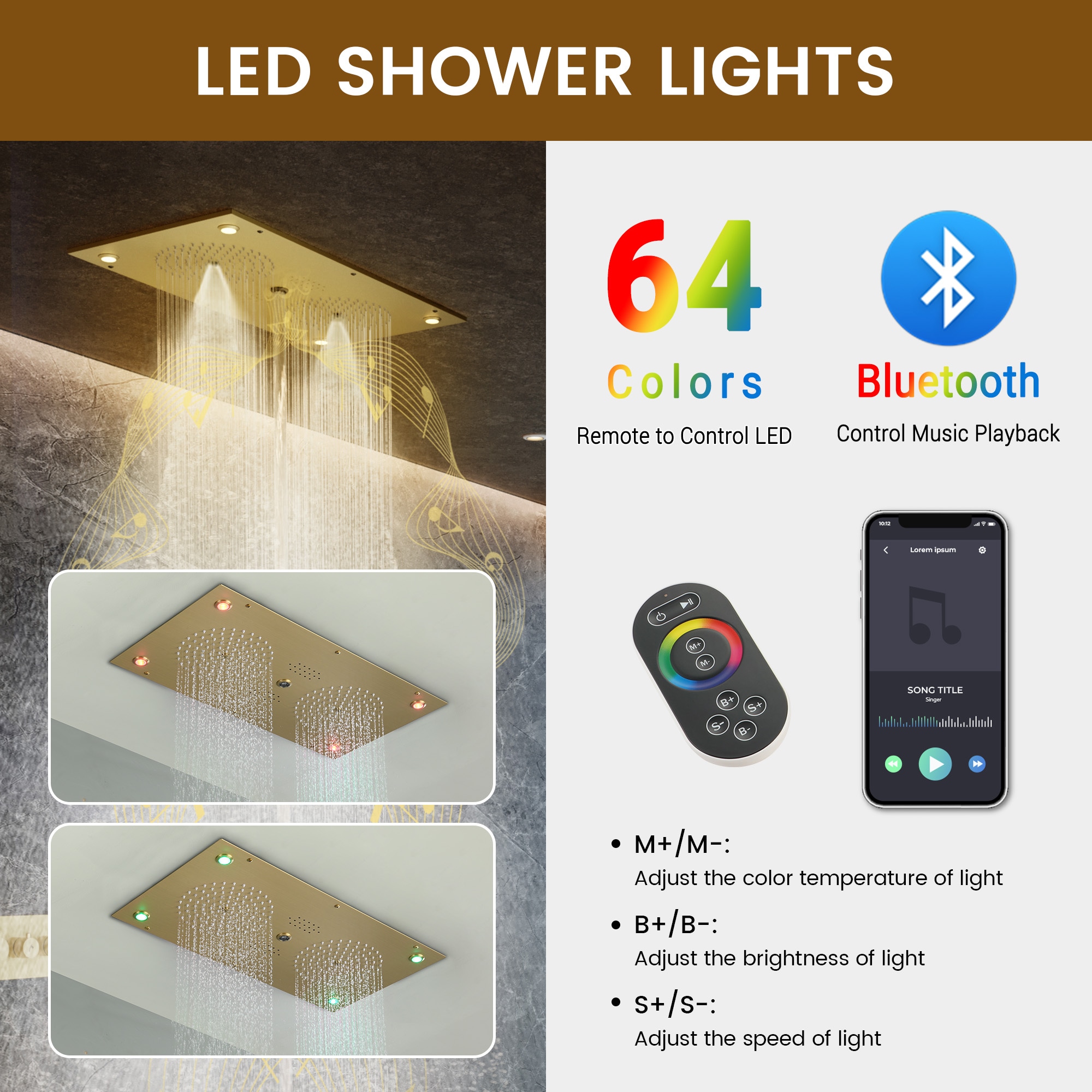 CASAINC CA-A4381-BG Showerhead-Bar-Panels - View #6