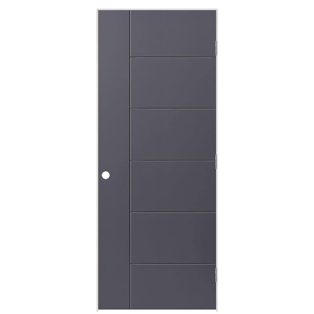 Masonite 1447094 32-in x 80-in Slate Hollow core Flush Left hand Smooth Prefinished Molded composite Flat Jamb Single Prehung Interior Door