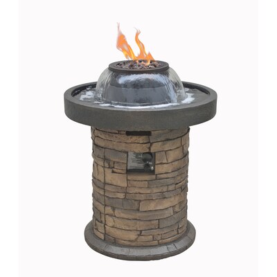 H Resin Rock Fountain Outdoor, Fountain Fire Pit Combo