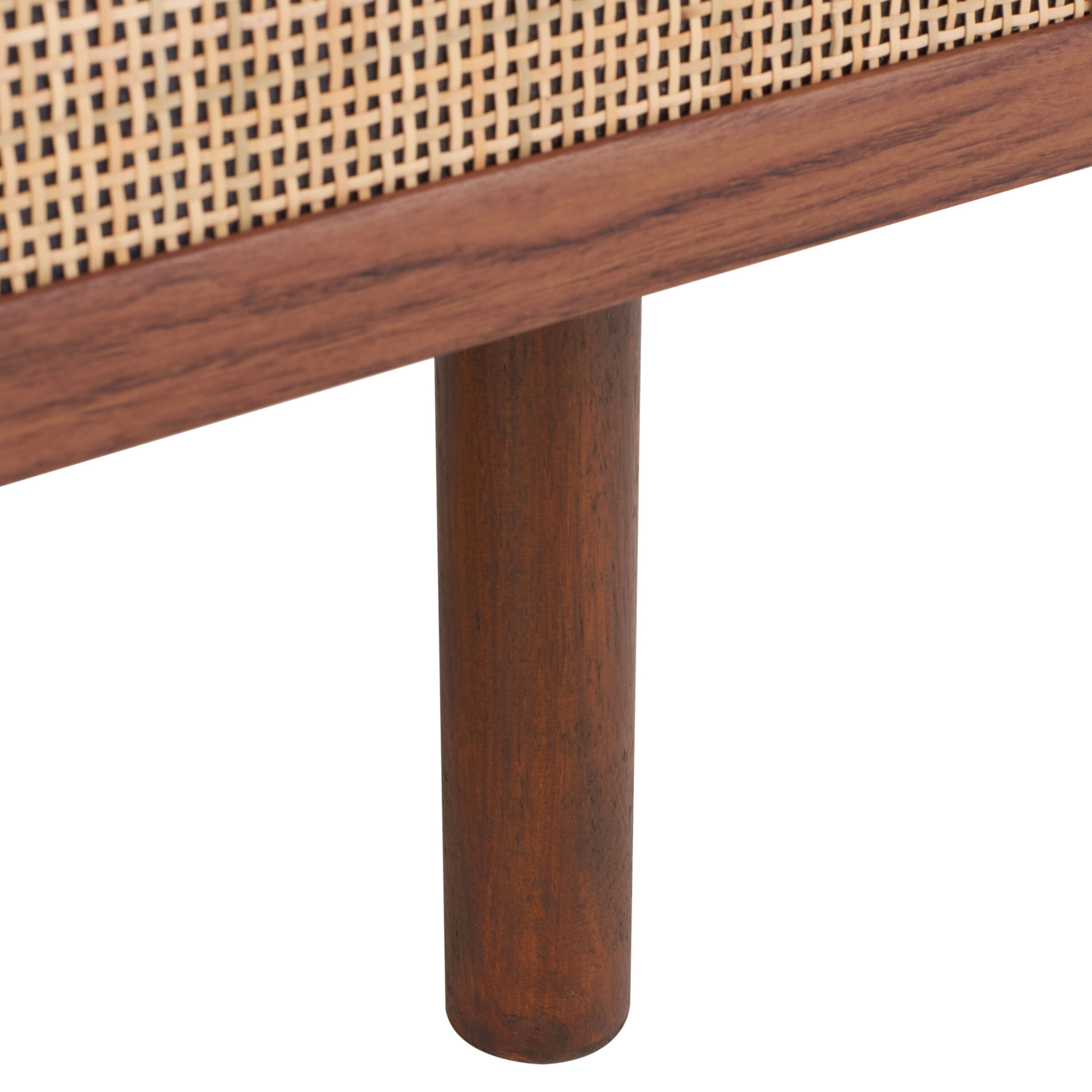 Silvanna Walnut and Natural Rattan 60" Media Cabinet