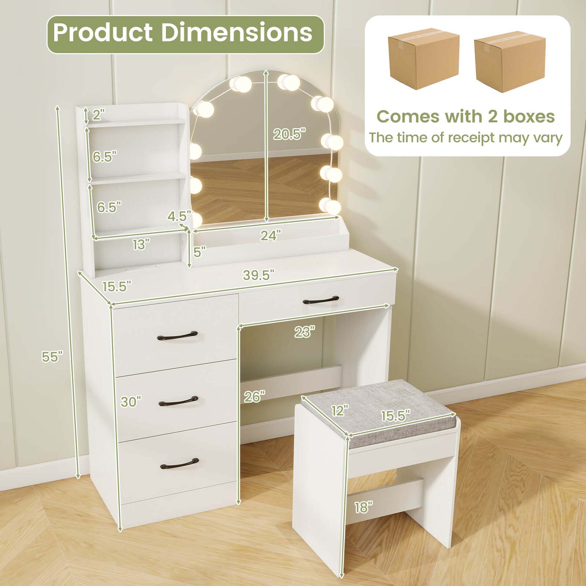 Costway HCST05061 Bedroom-Vanities - View #2