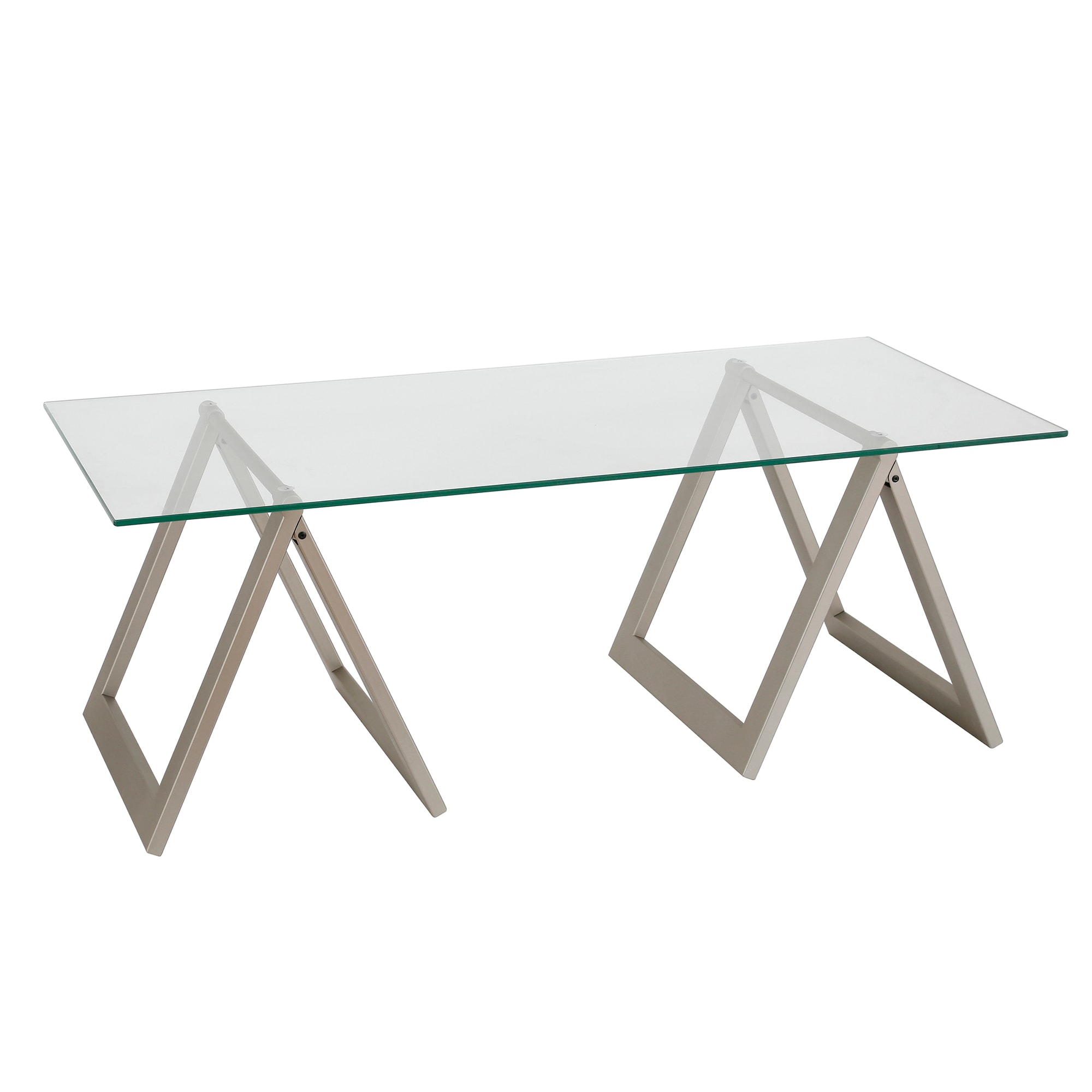 Hailey Home CT0063 Modara Satin nickel Glass Modern Coffee Table