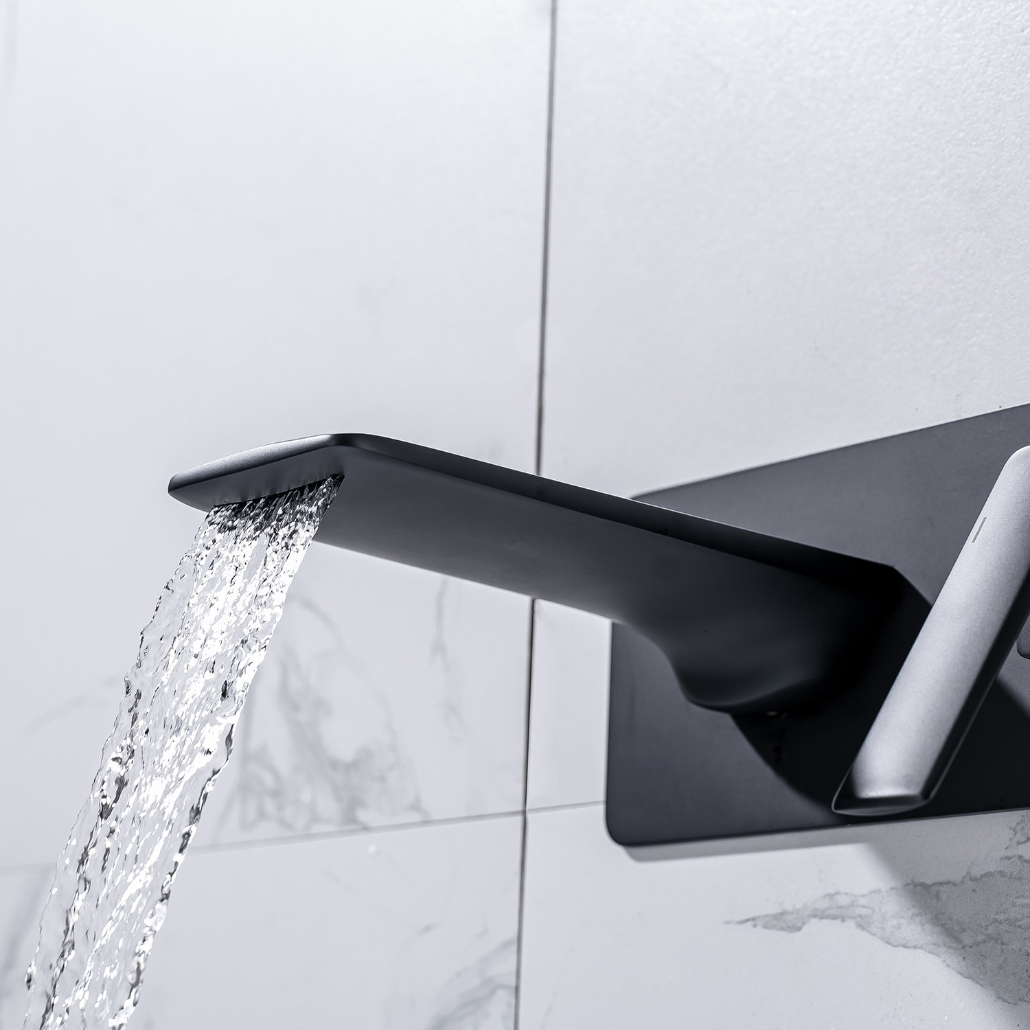 WELLFOR Wall mount bathroom tub faucet Matte Black Wall-mount 1-handle ...