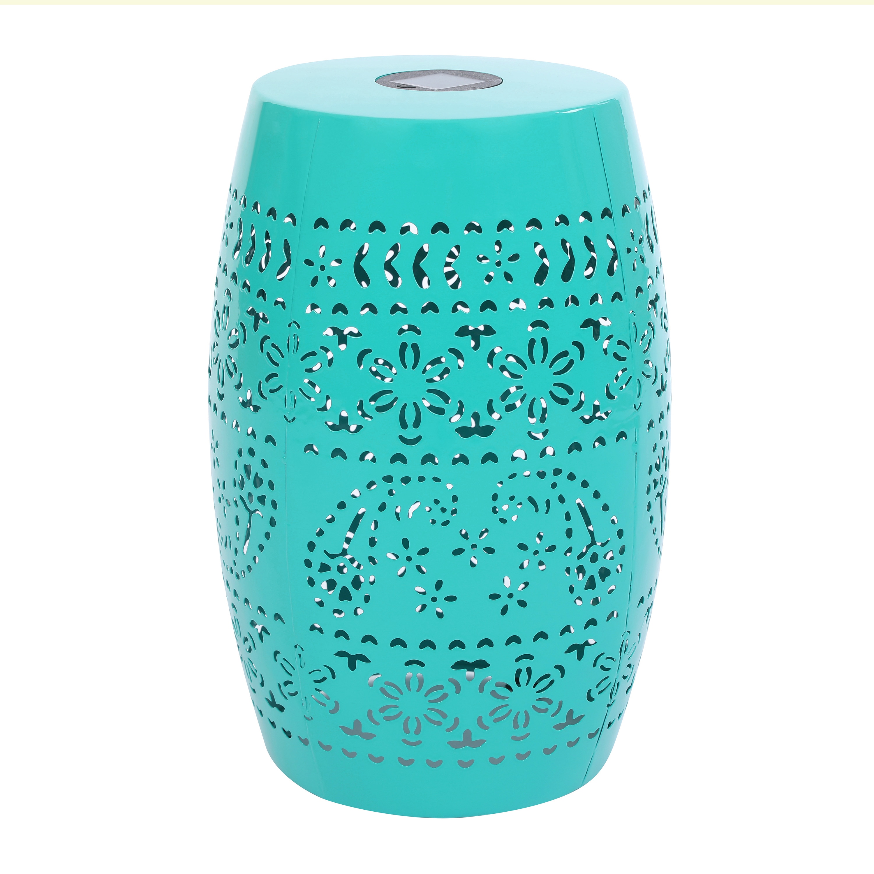 AHIOU HOME ZAAHG-P182381TGS 18.25-in Teal Steel Barrel Garden Stool