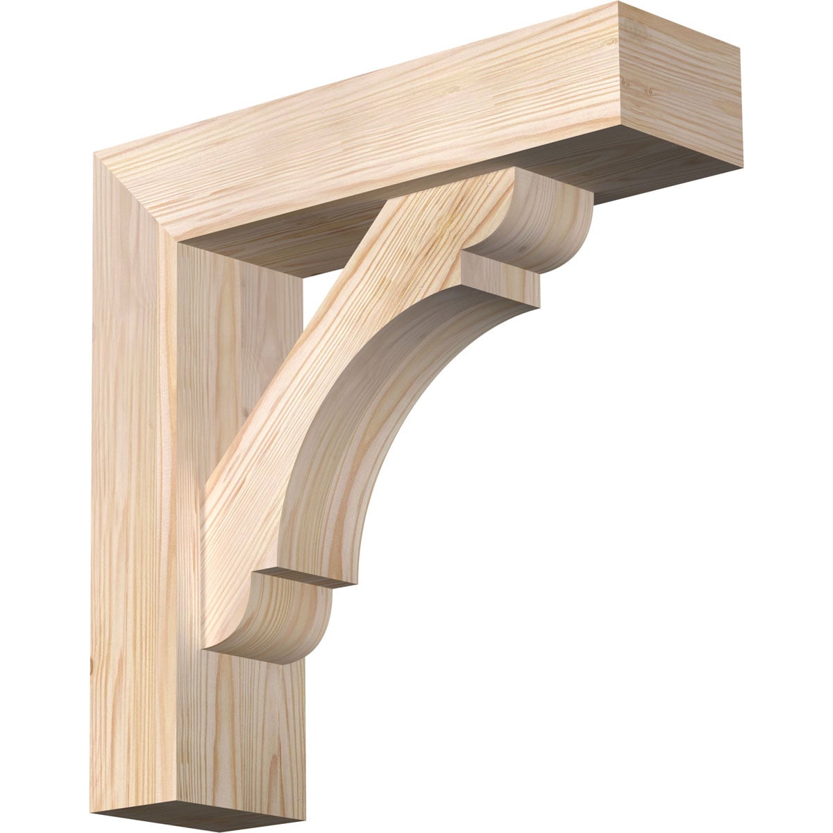 Ekena Millwork 1463737 Olympic block smooth bracket with offset brace 5-1/2-in x 20-in x 20-in Douglas fir Brown Wood Standard bracket