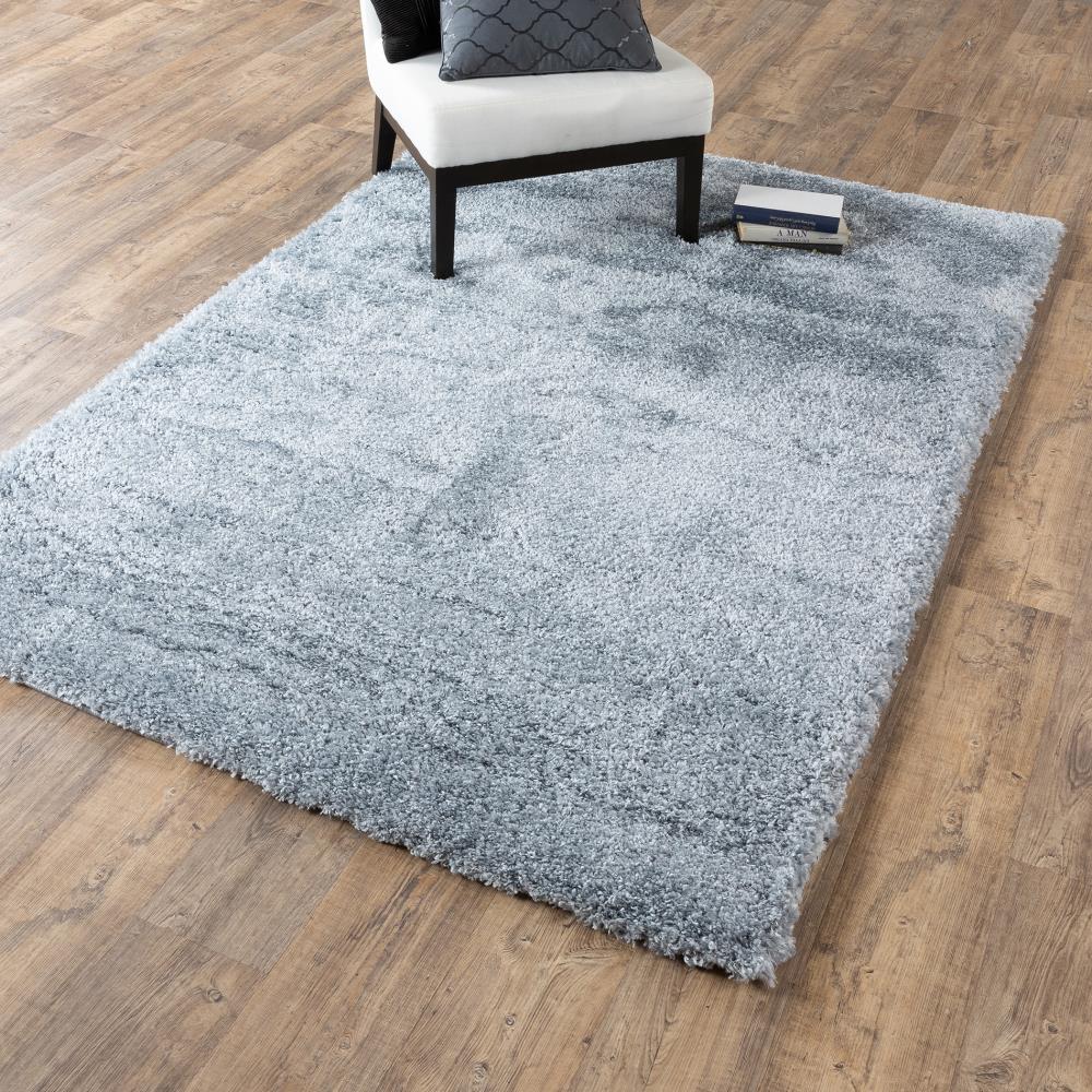 allen + roth Olearia 5 X 8 (ft) Frieze Blue Indoor Solid Area Rug in ...