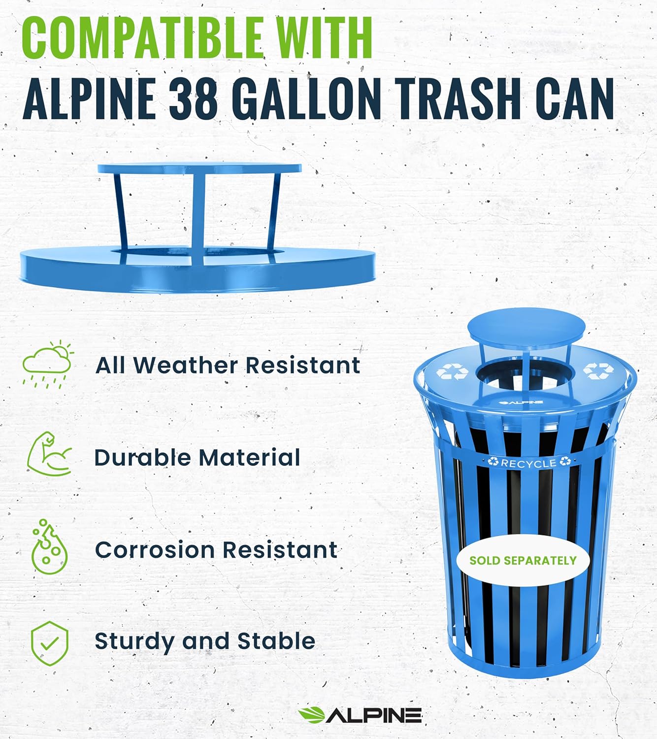 Alpine Industries ALP47938ABLUE Trash-Can-Lids - View #6