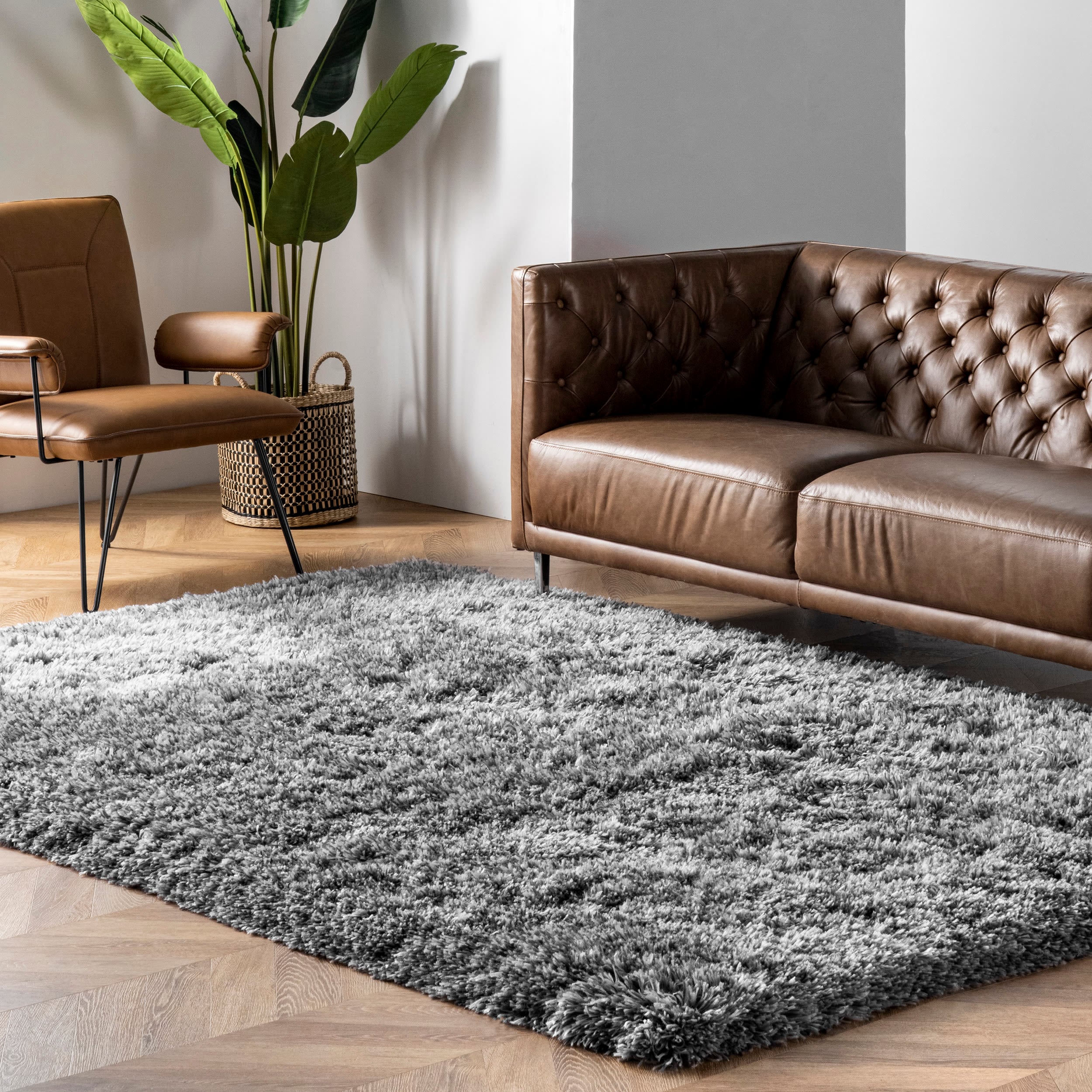 nuLOOM AWVE16A-76096 8 x 10 (ft) Tufted Polyester Gray Rectangular Indoor Solid Area rug