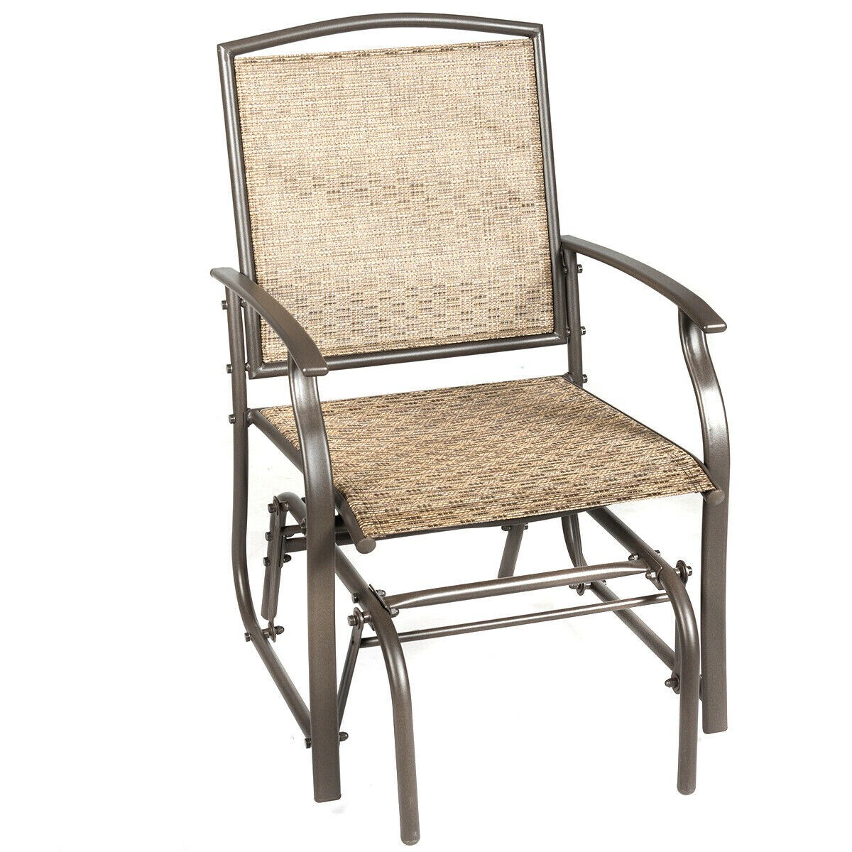 Mondawe 906-HY Woven Brown Iron Frame Rocking Chair with Brown Woven Seat
