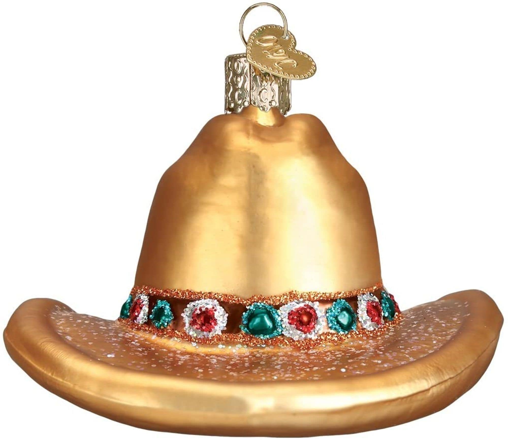 Old World Christmas 729343323545 Glass Blown Ornament for Christmas Tree - Cowboy Hat