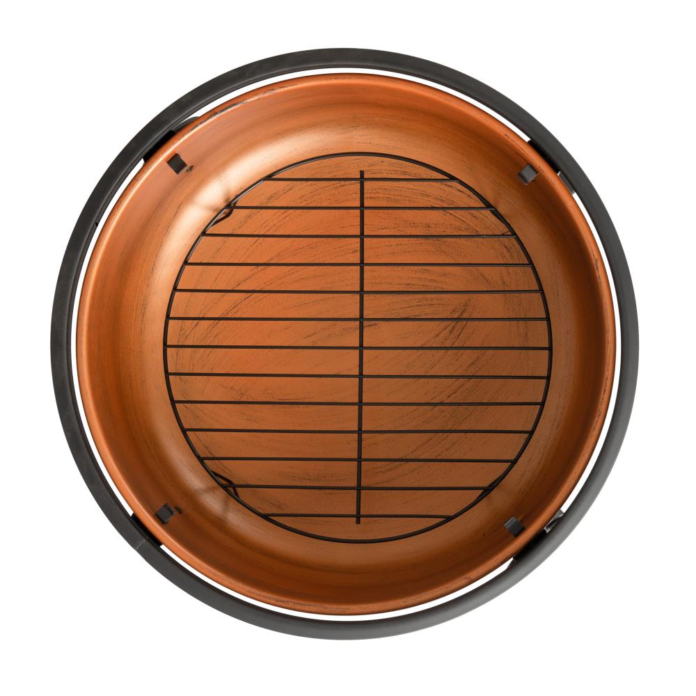 Copper Finish Round Wood Burning Fire Pit with Mesh Screen